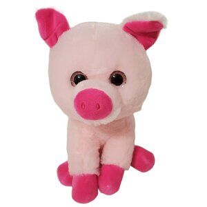 Plush Paradise Pink Pig Big Glitter Eyes Soft Cuddly Stuffed Animal Farm Toy